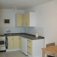 The kitchen area